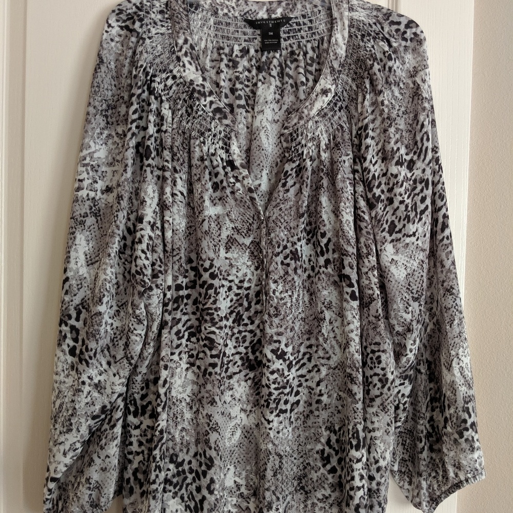 Animal print long sleeve blouse